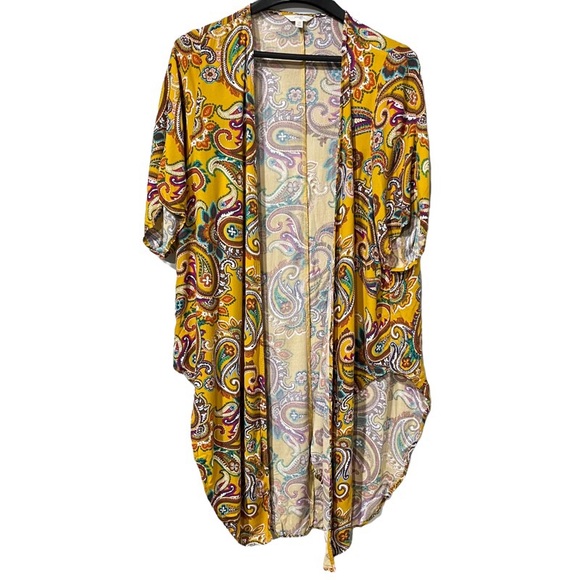 Terra & Sky Women’s Plus Size Duster Length Paisley Print Kimono Size 0X (14W) - Picture 4 of 8